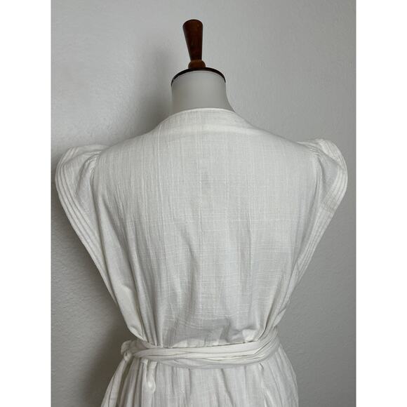 Madewell Dress Wrap Belted Flutter Sleeve Cotton Summer - Picture 8 of 11